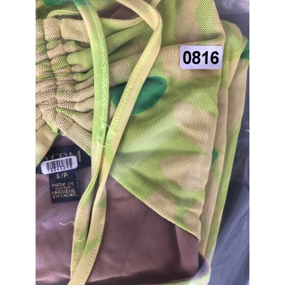 AFRM Savon Dress Floral Halter Tie Neck Mini Sheath Lime Daisy Green Small - Picture 6 of 6